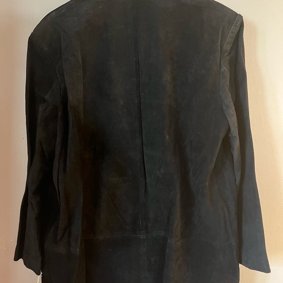 ATLANTIC Beach leather coat works black pig suede with bling faux diamond XL - Picture 3 of 13